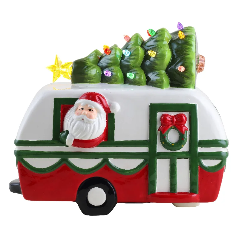 10 in. Nostalgic Ceramic Santa Camper