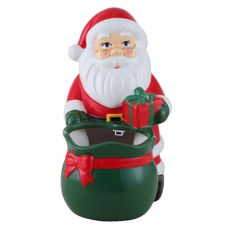 12 in. Motion-Activated Musical Santa Bag Candy Bowl