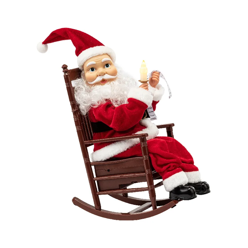 13 in. Animated and Musical Rocking Chair Santa