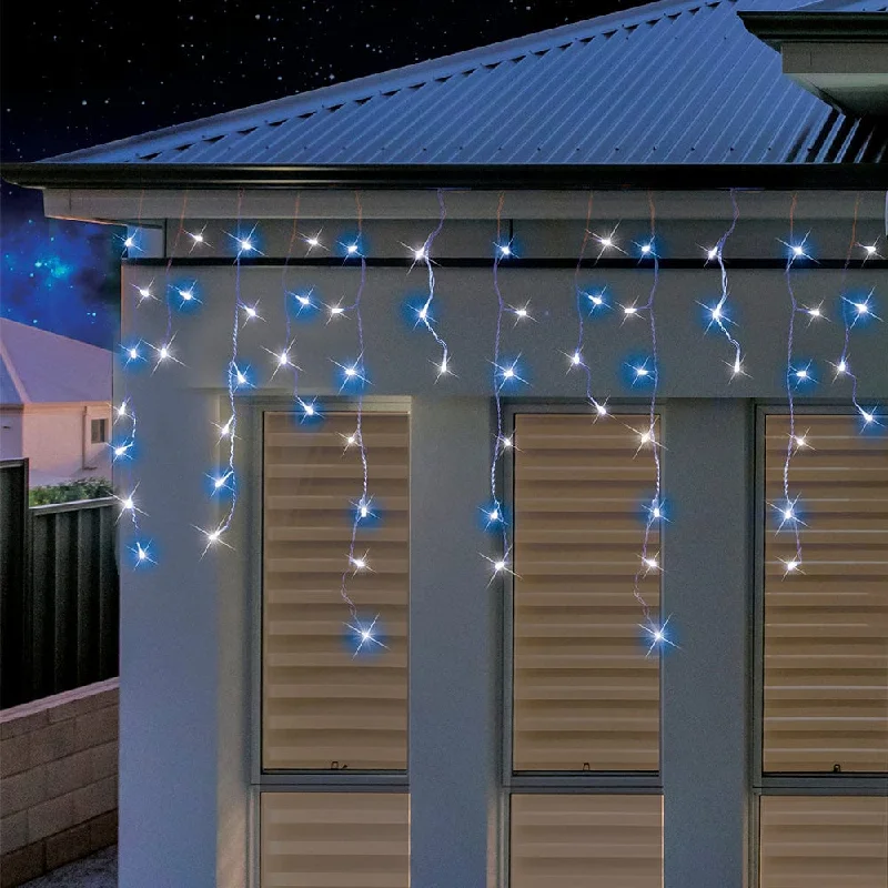 200 Solar Blue & White Icicle Lights