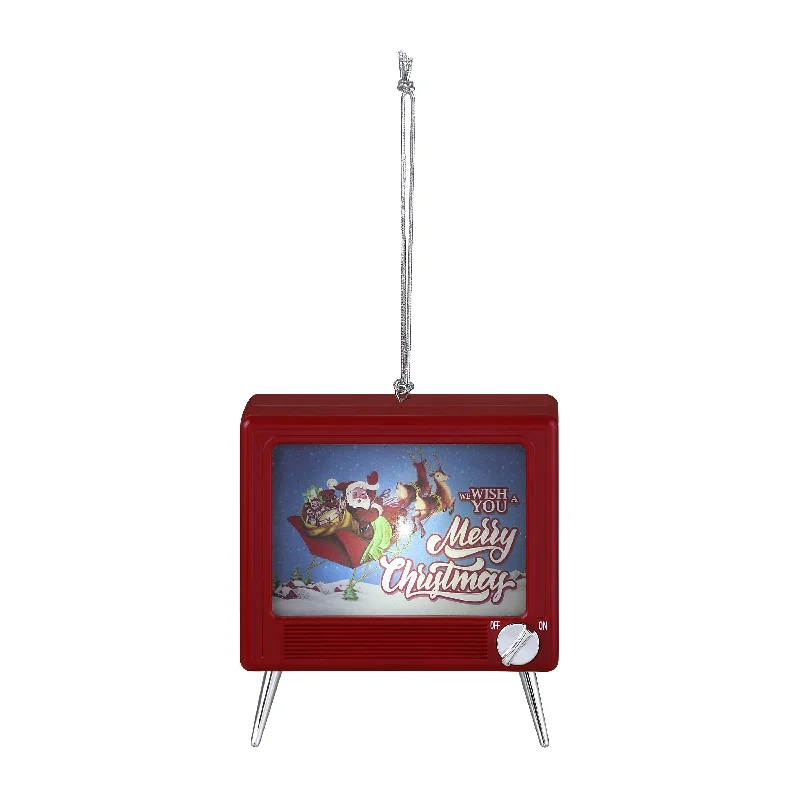 3 in. Musical LED TV Ornament - Red