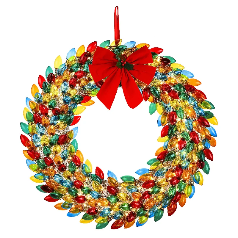 30 in. Retro C9 Bulb Wreath - Multi-Color