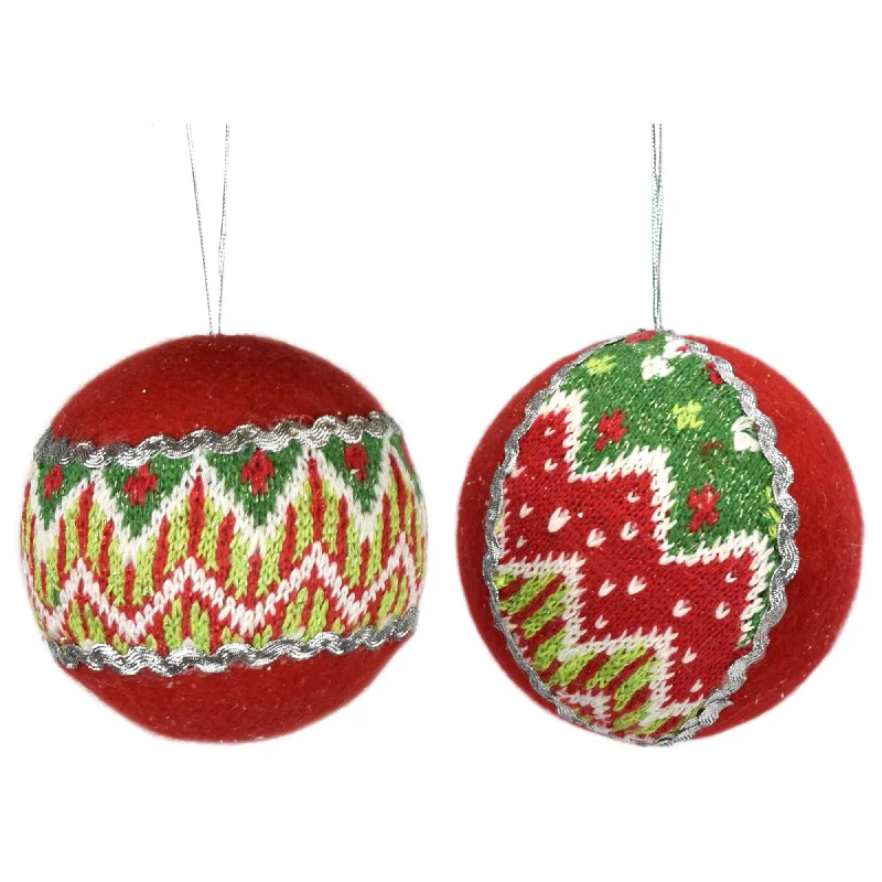 4" Whimsical Wishes Fabric Ball Ornaments (Set of 2) | BF