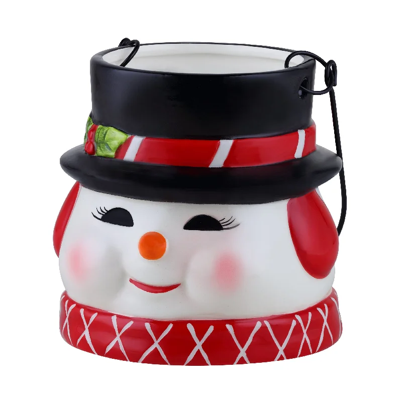 5 in. Nostalgic Ceramic Container - Snowman