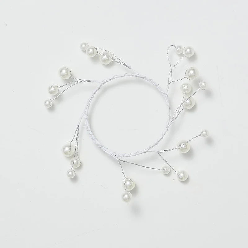 White Beaded Candle Wreath