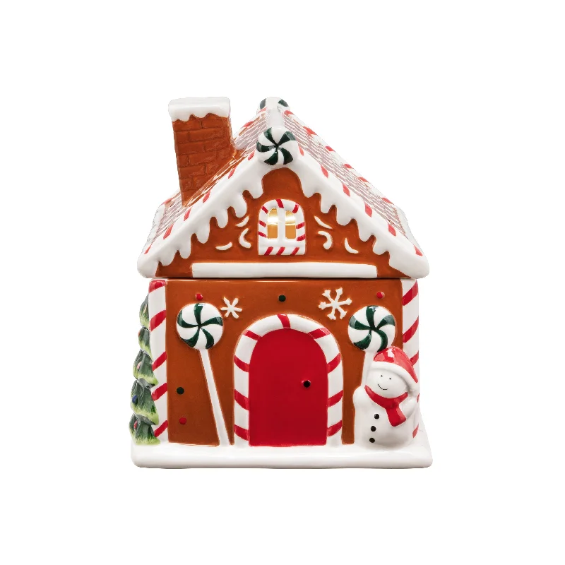 10 in. Nostalgic Ceramic Lit Gingerbread House Cookie Jar