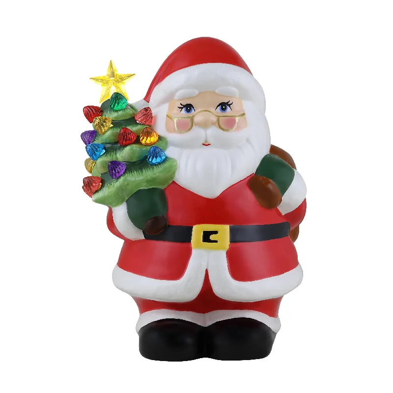 9 in. Nostalgic Ceramic Figure - White Santa