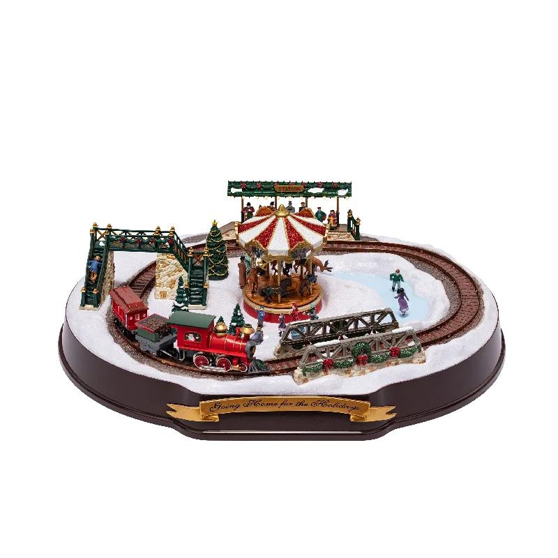 20 in. Animated Winter Wonderland Train and Carousel