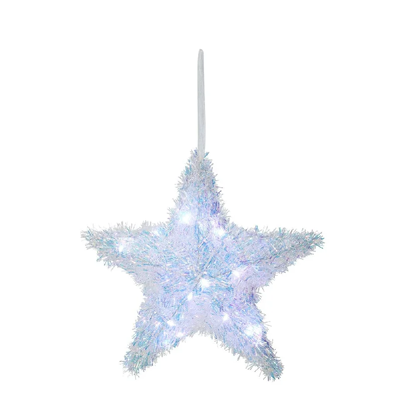 B/O LED Iridescent Tinsel Star (30cm)