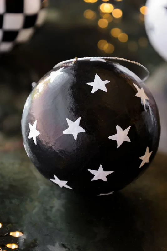 Black Christmas Decoration With White Stars