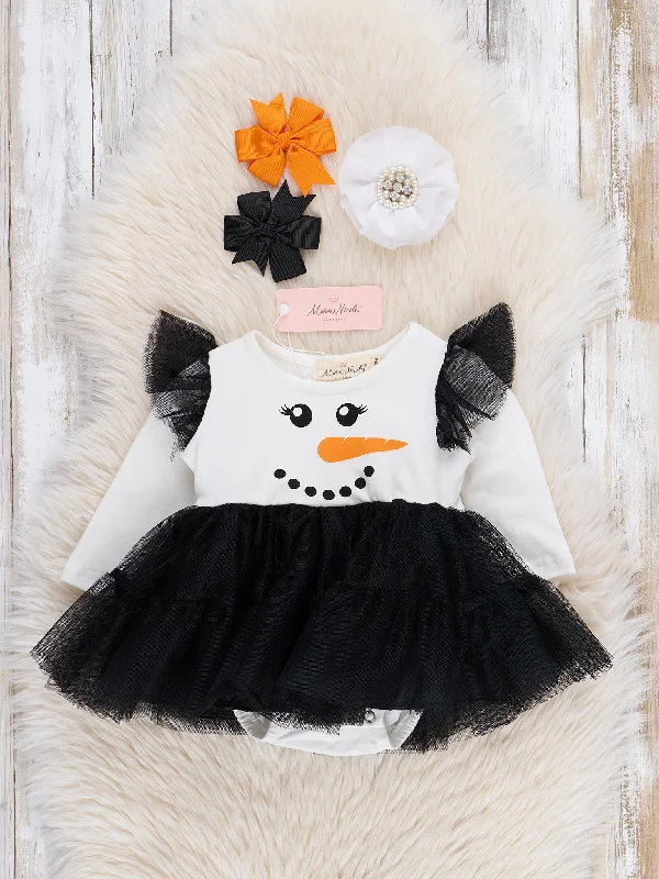 Black & White Snowman Tulle Bubble