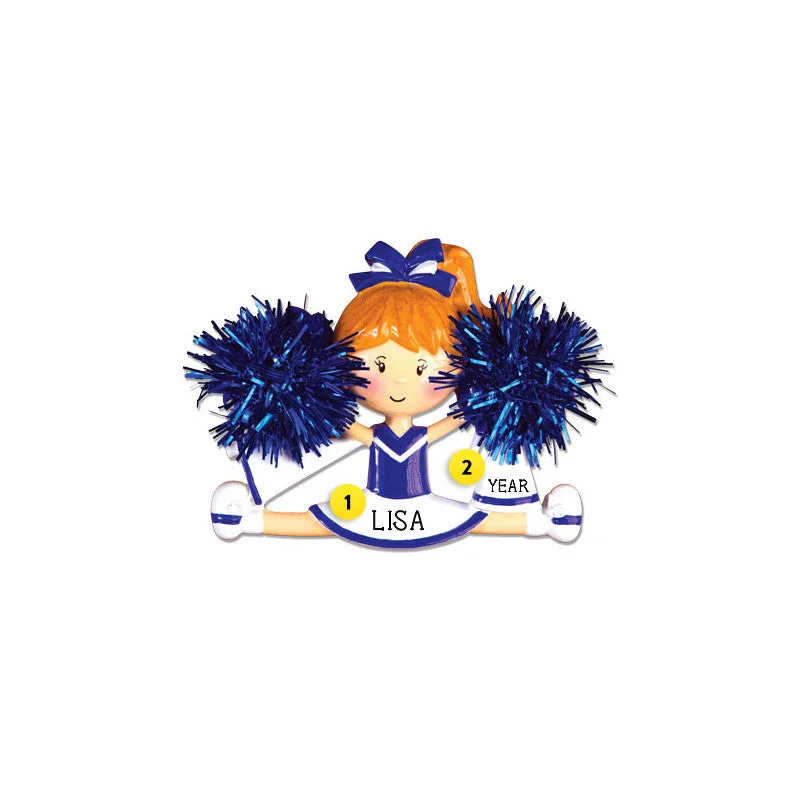 Personalized Cheerleader/Pom Ornament - Blue