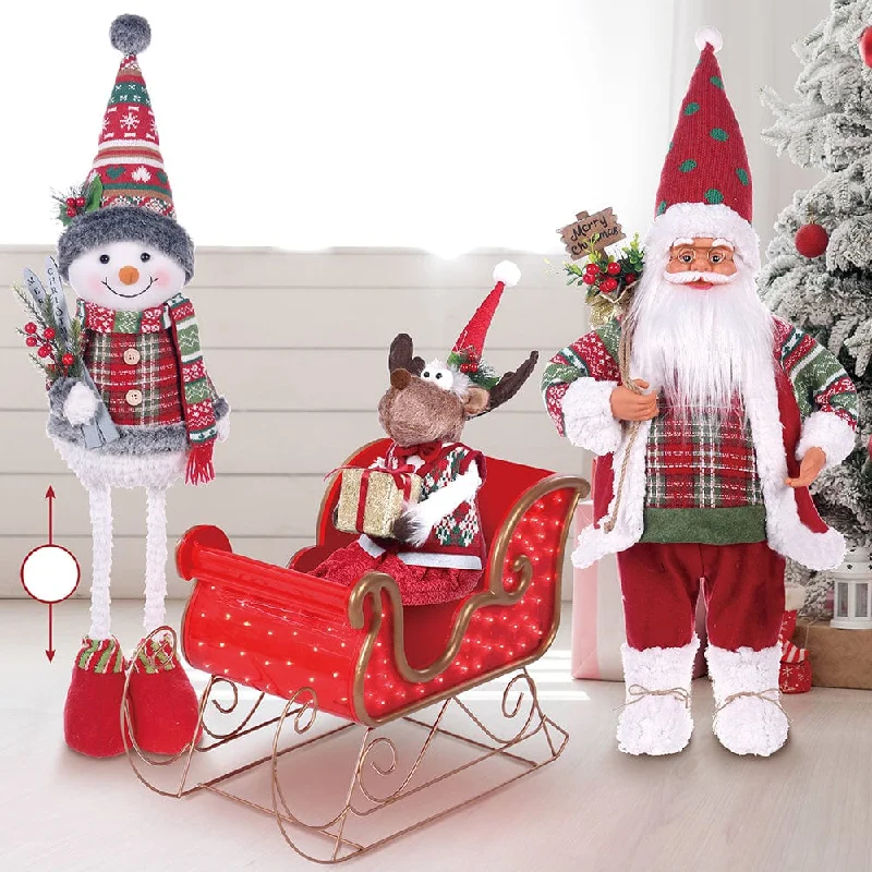 Christmas Family with Light Up Musical Sleigh (4pc)