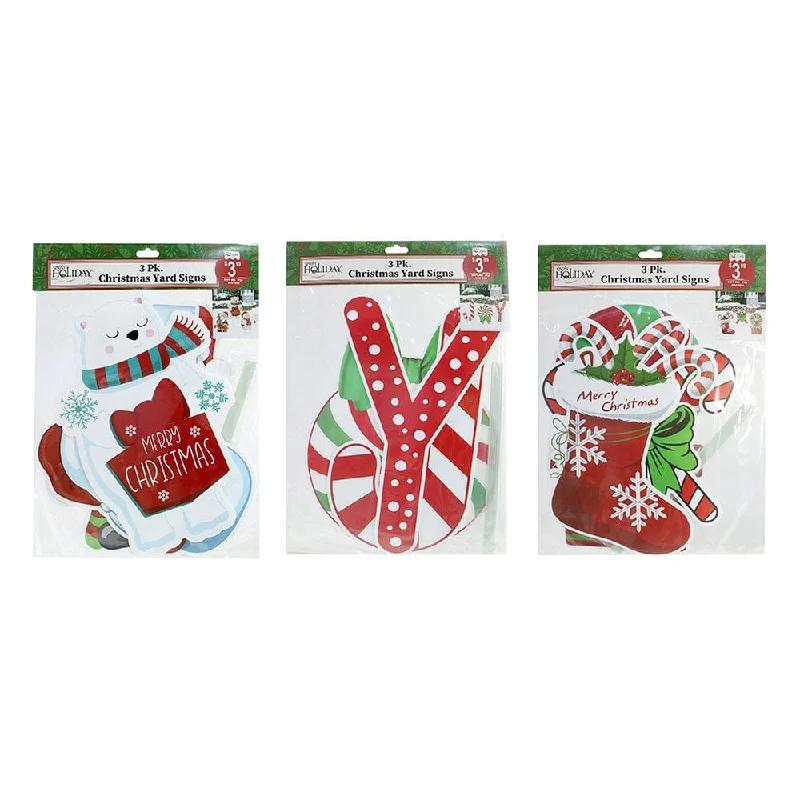 Christmas Yard Deco Corflute Asst (3pk)