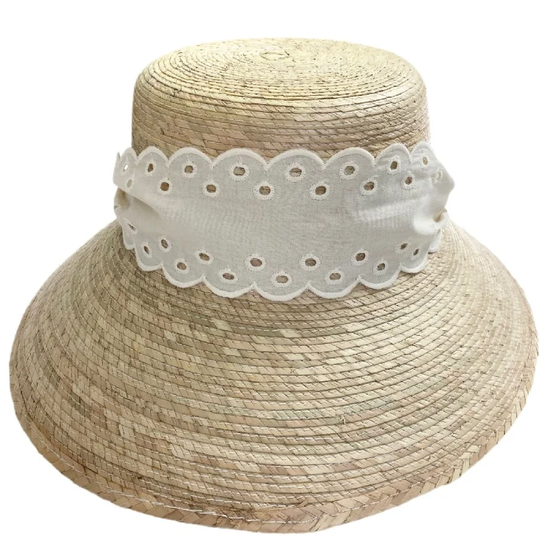 Clematis Bucket Hat - Antique Eyelet Scalloped Lace Ribbon