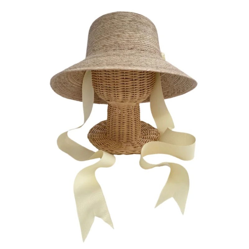 Clematis Bucket Hat - Ivory Grosgrain Ribbon