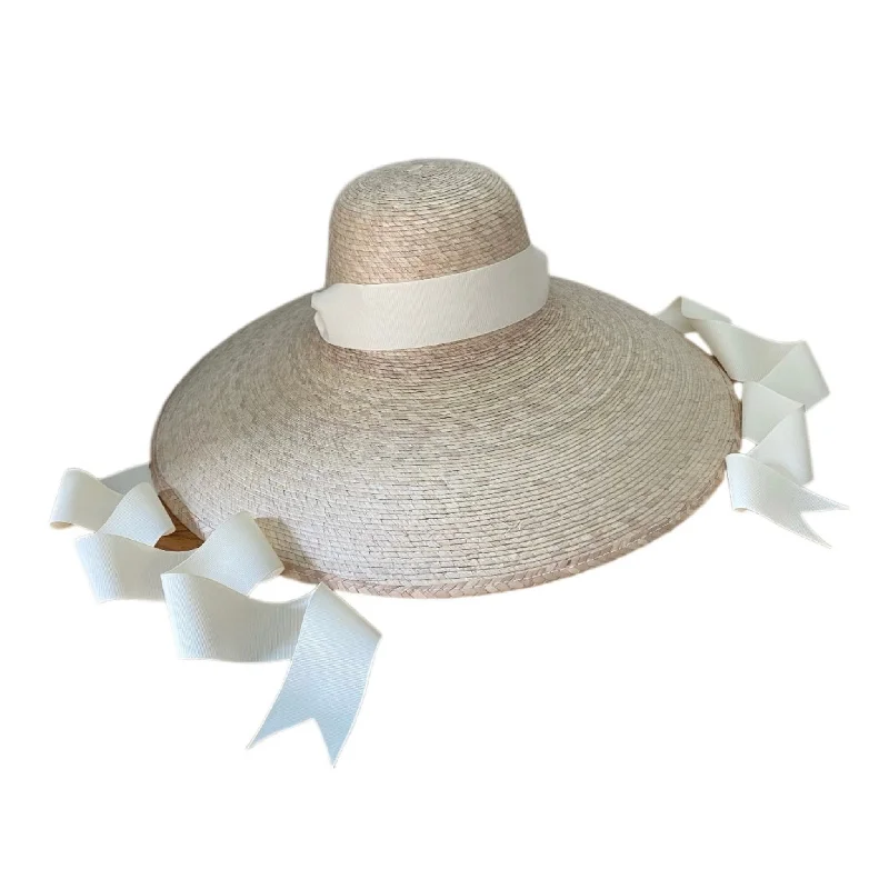 Daisy Sun Hat - Long Ivory Grosgrain Ribbon