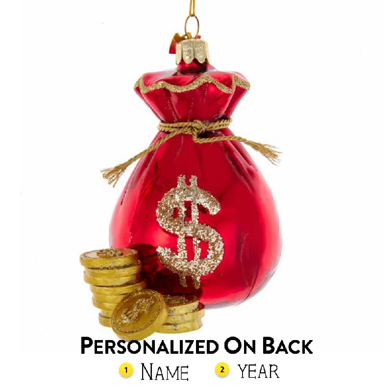 Personalized Glass Sack of Money Ornament