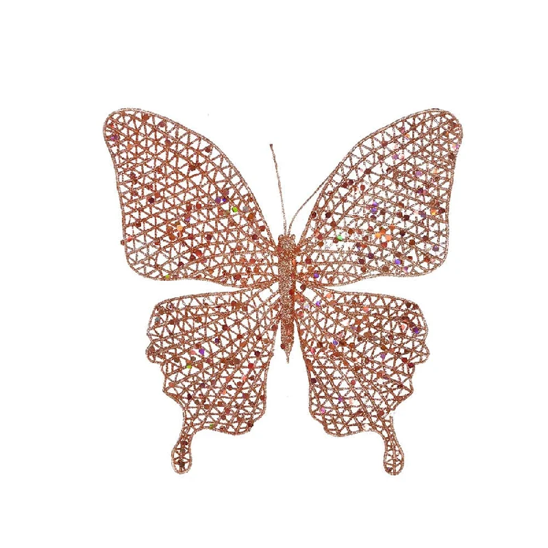 Glitter Butterfly Clip Rose Gold