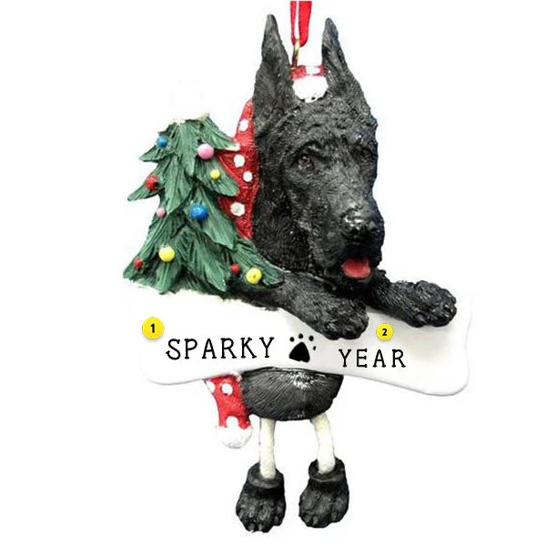 Personalized Great Dane Dog Ornament Black