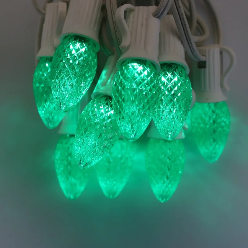 C7 Green Twinkle LED Bulbs E12 Bases (25 Pack)