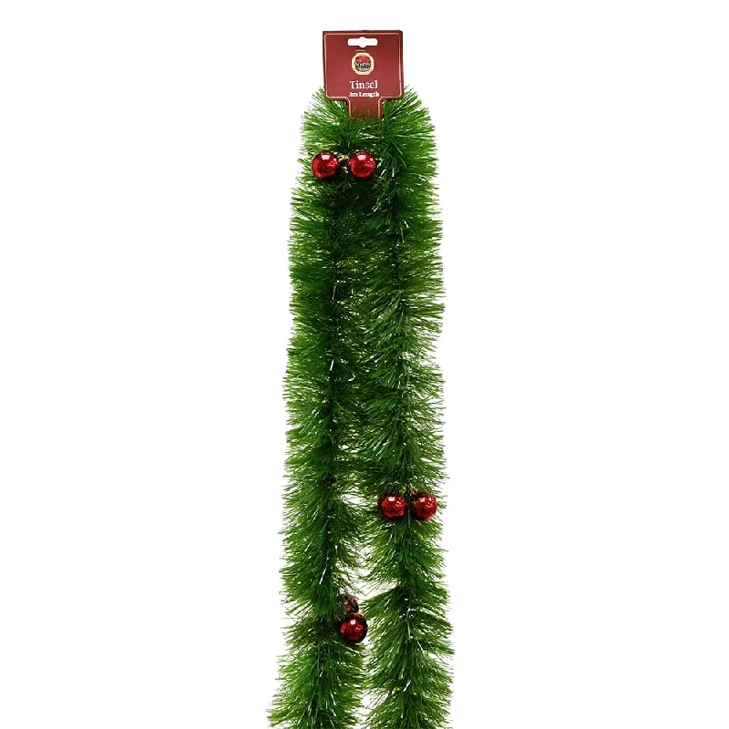 Green Tinsel With Baubles (3m)