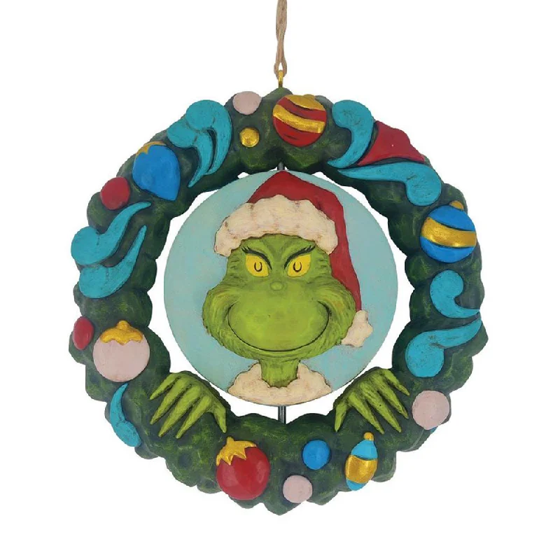 Grinch Bust in Wreath Ornament - Jim Shore