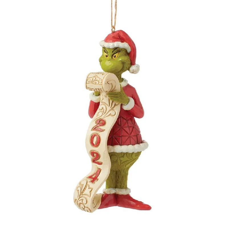 Grinch Holding 2024 List Ornament - Jim Shore