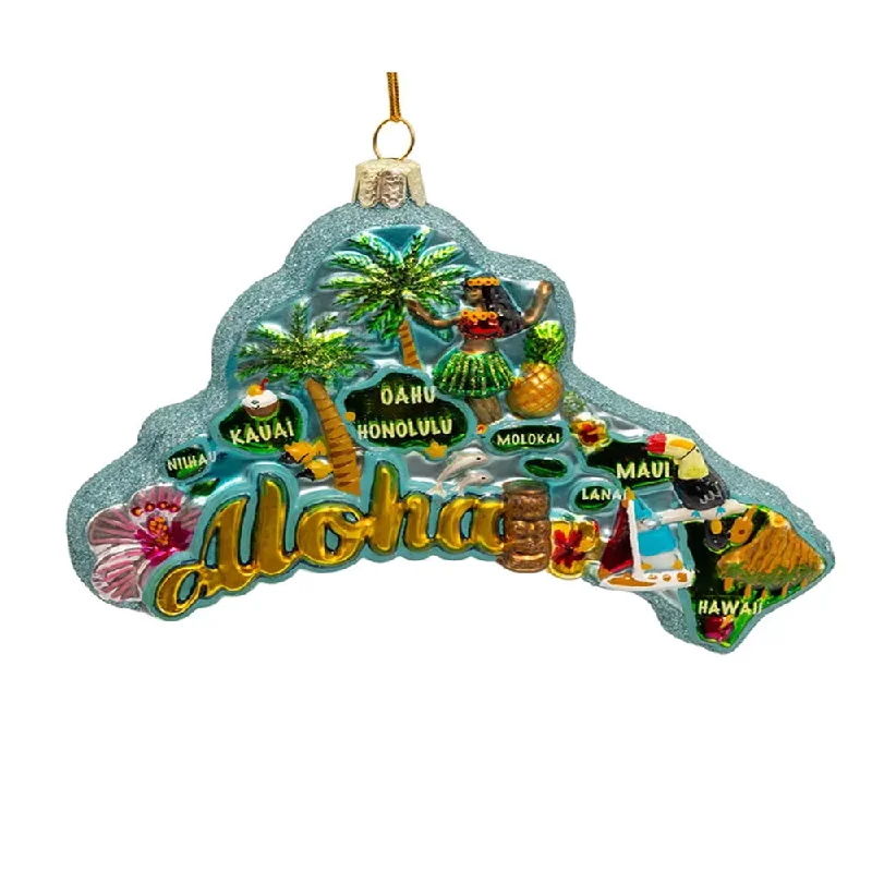 Hawaii Cityscape Glass Ornament