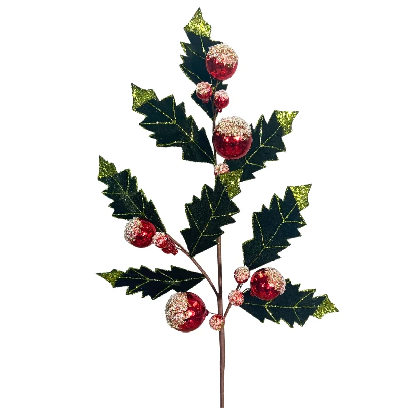 Heavenly Holiday Holly Ball Spray 28" | QG