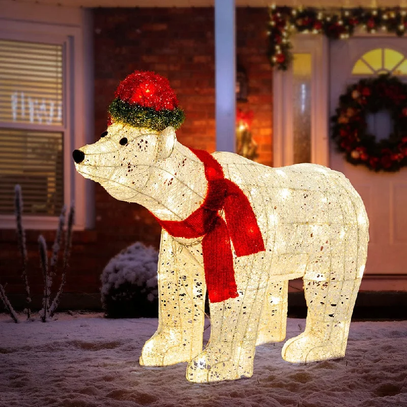 LED Flashing Glitter Thread Polar Bear (90cm)