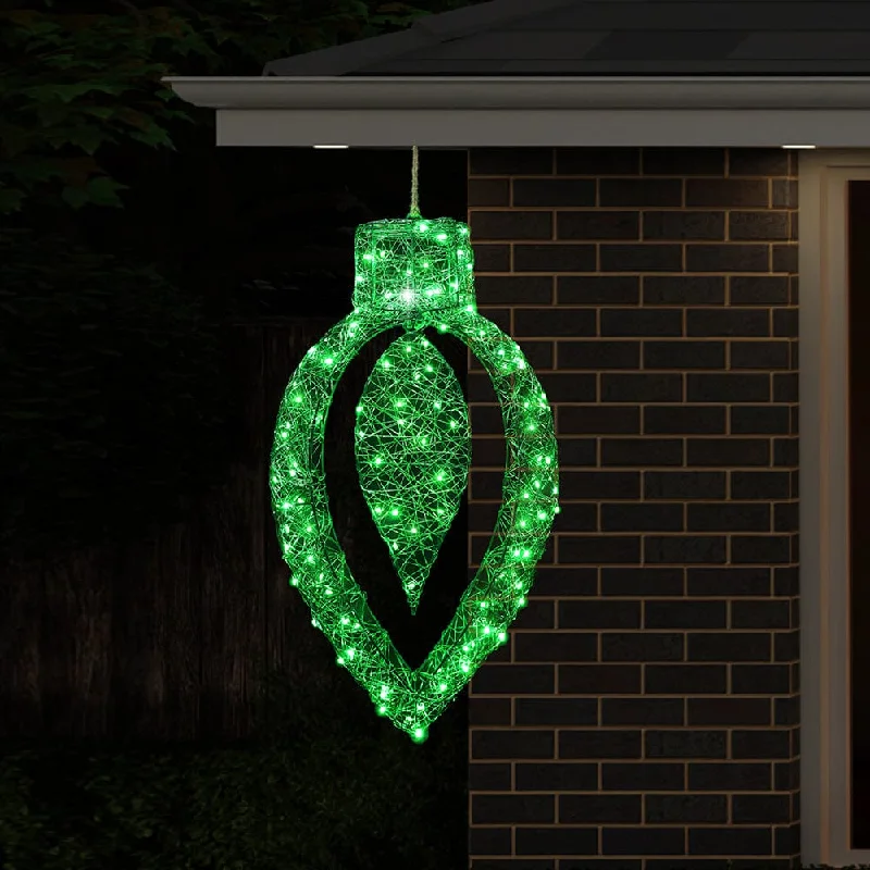 LED Green Starry Wire Finial with Drop