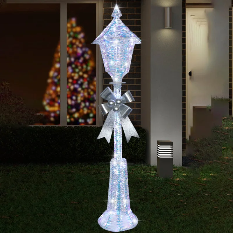 LED Iridescent PVC Lamppost with Silver Bow