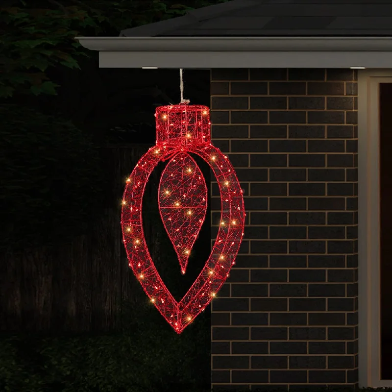 LED Red Starry Wire Finial with Drop