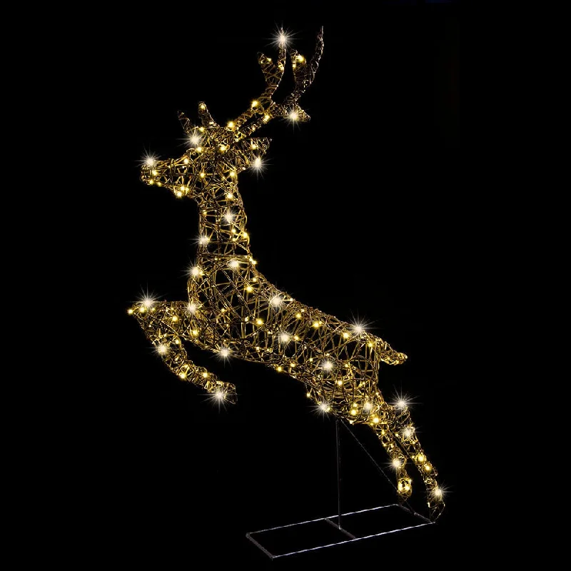 LED Twinkling PVC Rattan Leaping Reindeer