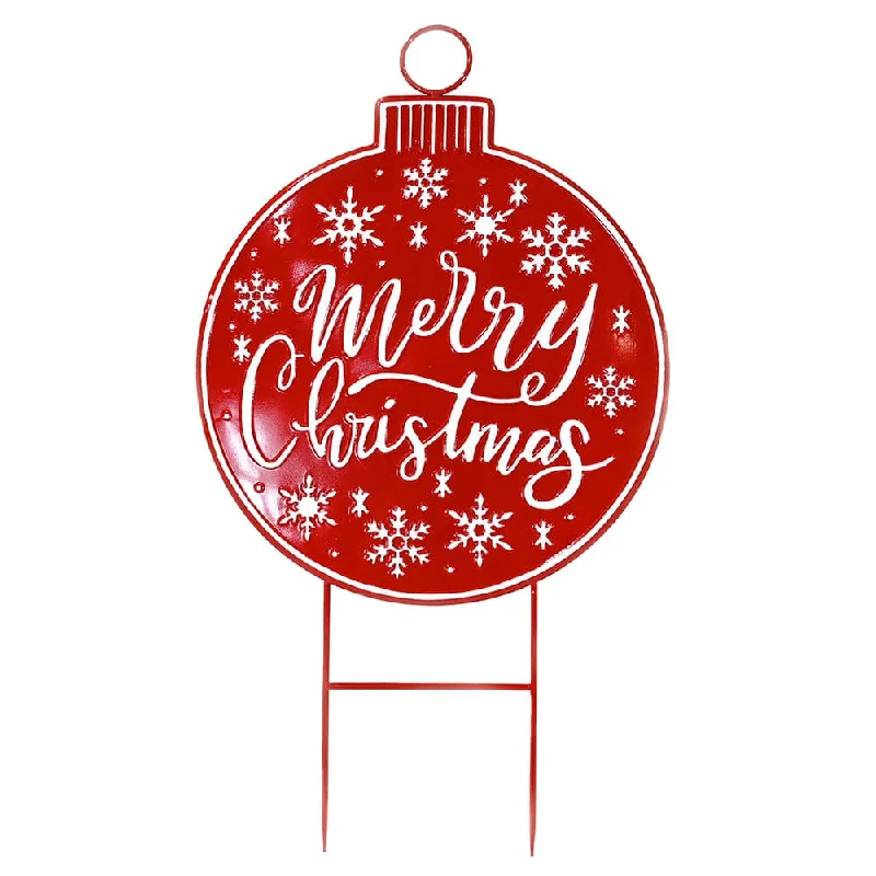 Merry Christmas Bauble Metal Yard Sign (105cm)