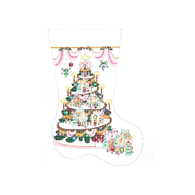 Pink Gingerbread Houses Midsize Stocking