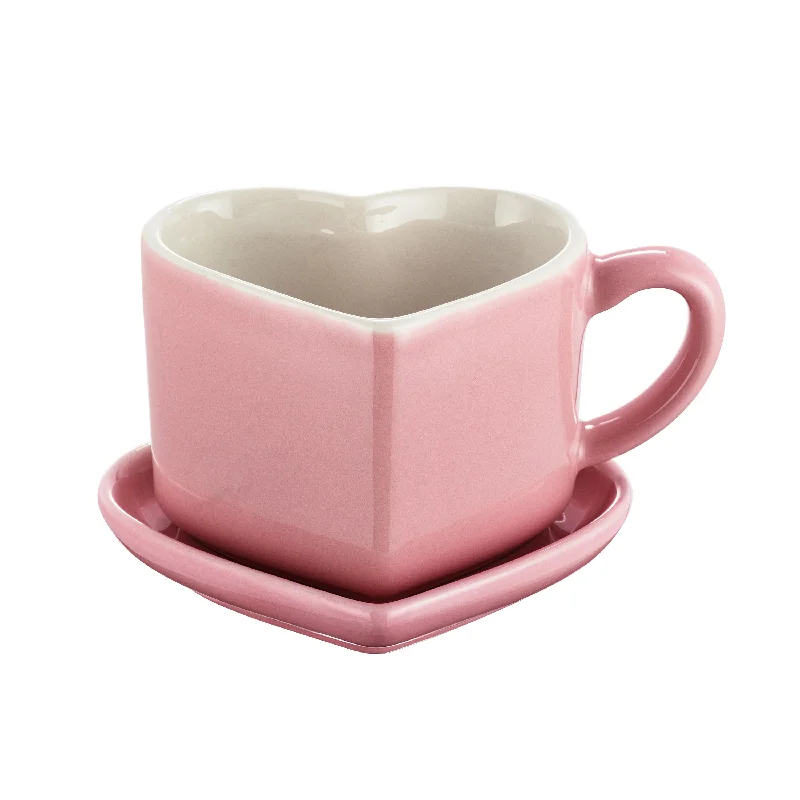 Miss Valentine Ceramic Candy Heart Pink Mug & Saucer