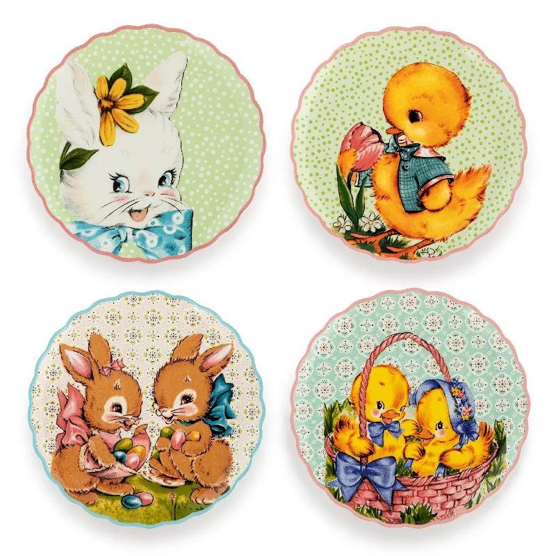 Mr. Cottontail 8 in. Ceramic Set of 4 Easter Plates