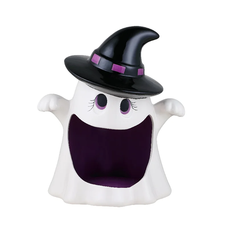 12“ Motion Activated Ceramic Ghost Candy Bowl