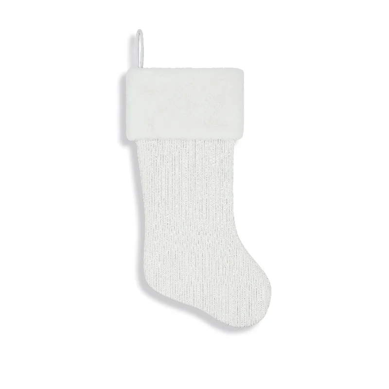 Neutral White Corduroy Christmas Stocking