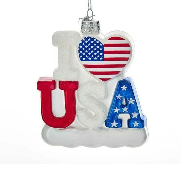 Noble Gems "I Love USA" Glass Christmas Ornament, NB1286, Kurt Adler