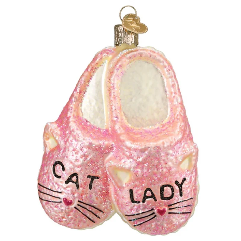 Old World Christmas Cat Lady Slippers Ornament