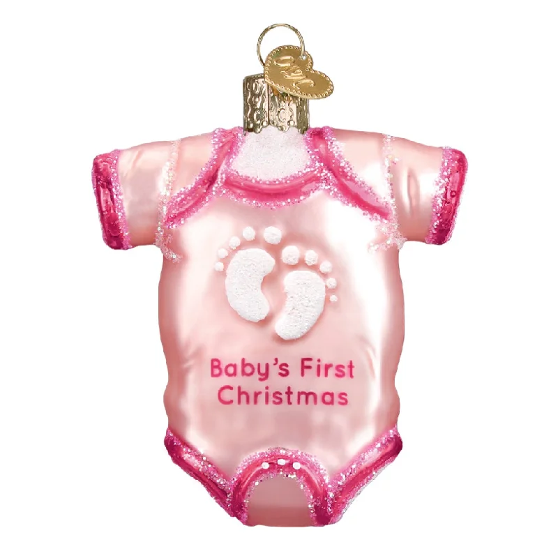 Old World Christmas Pink Baby Onesie Ornament