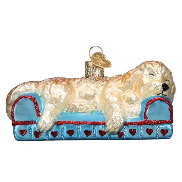 Old World Christmas Sleepy Doodle Dog Ornament