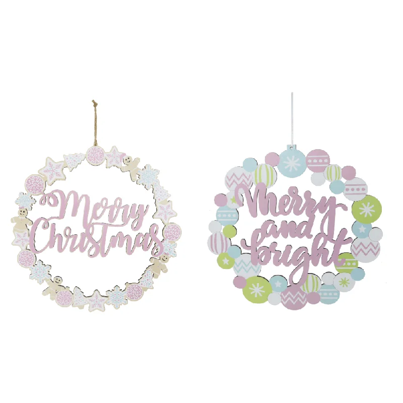 Pastel Wreath Plaque Asst (30cm)