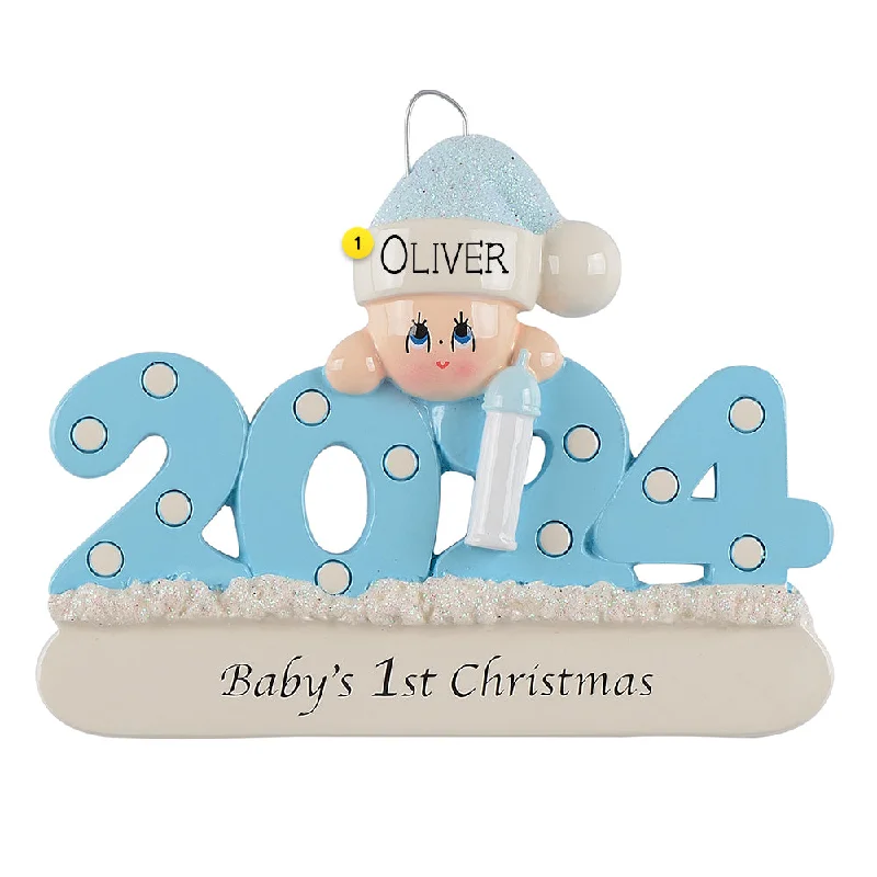 Personalized 2024 Dated Baby Boy's 1st Christmas Ornament