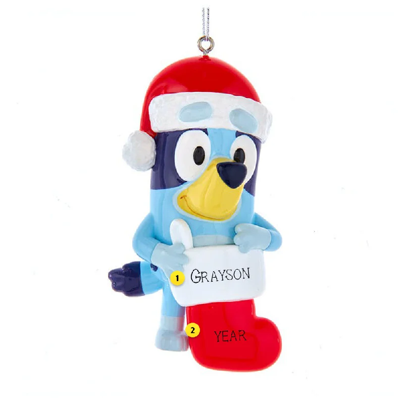 Personalized Bluey™ with Santa Hat & Stocking Ornament