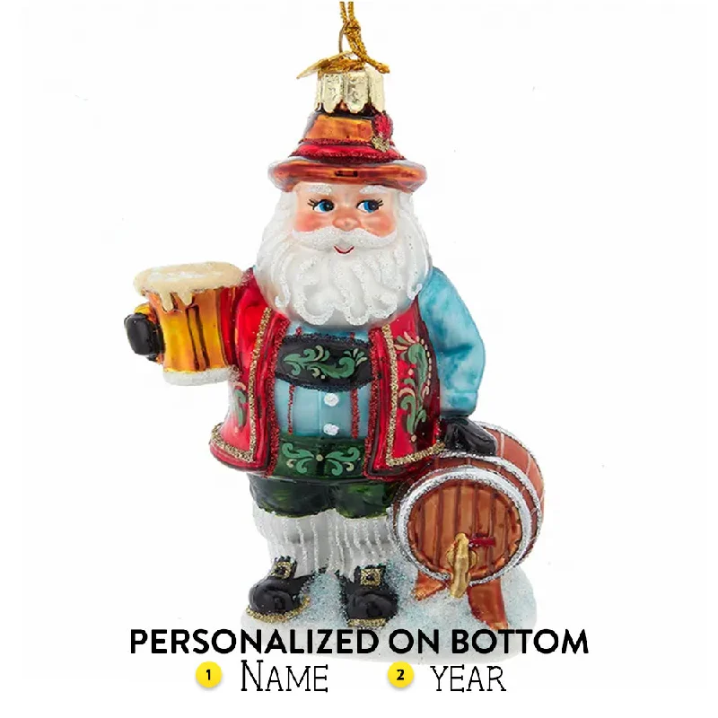 Personalized German Santa Glass Ornament