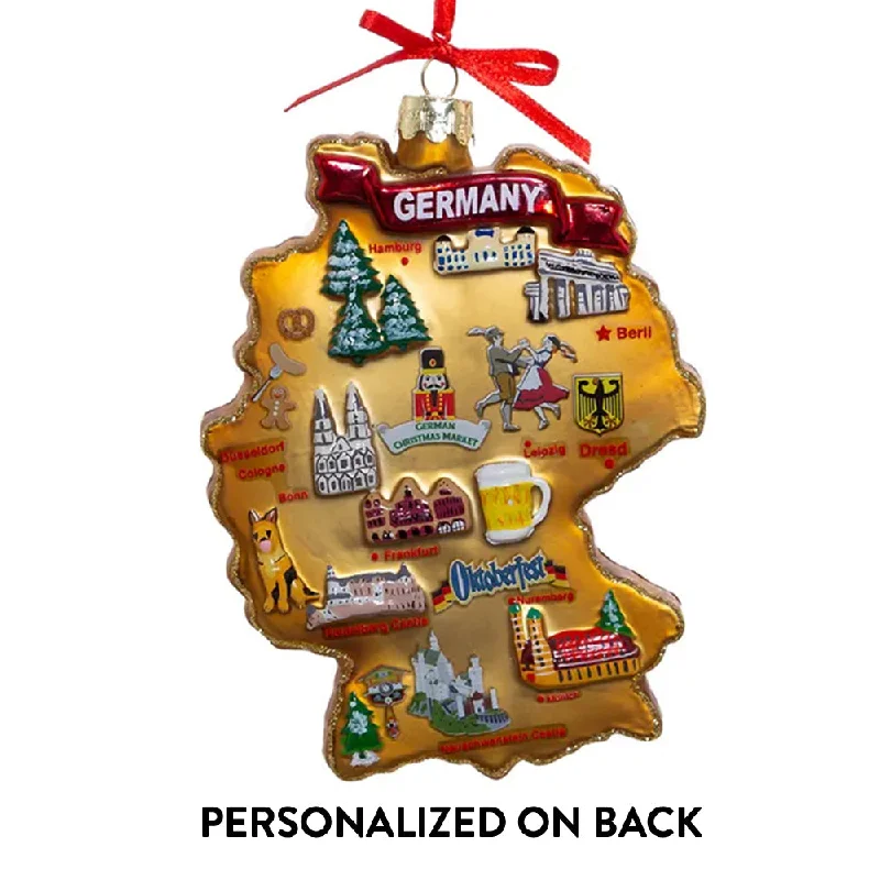 Personalized Germany Map Glass Ornament